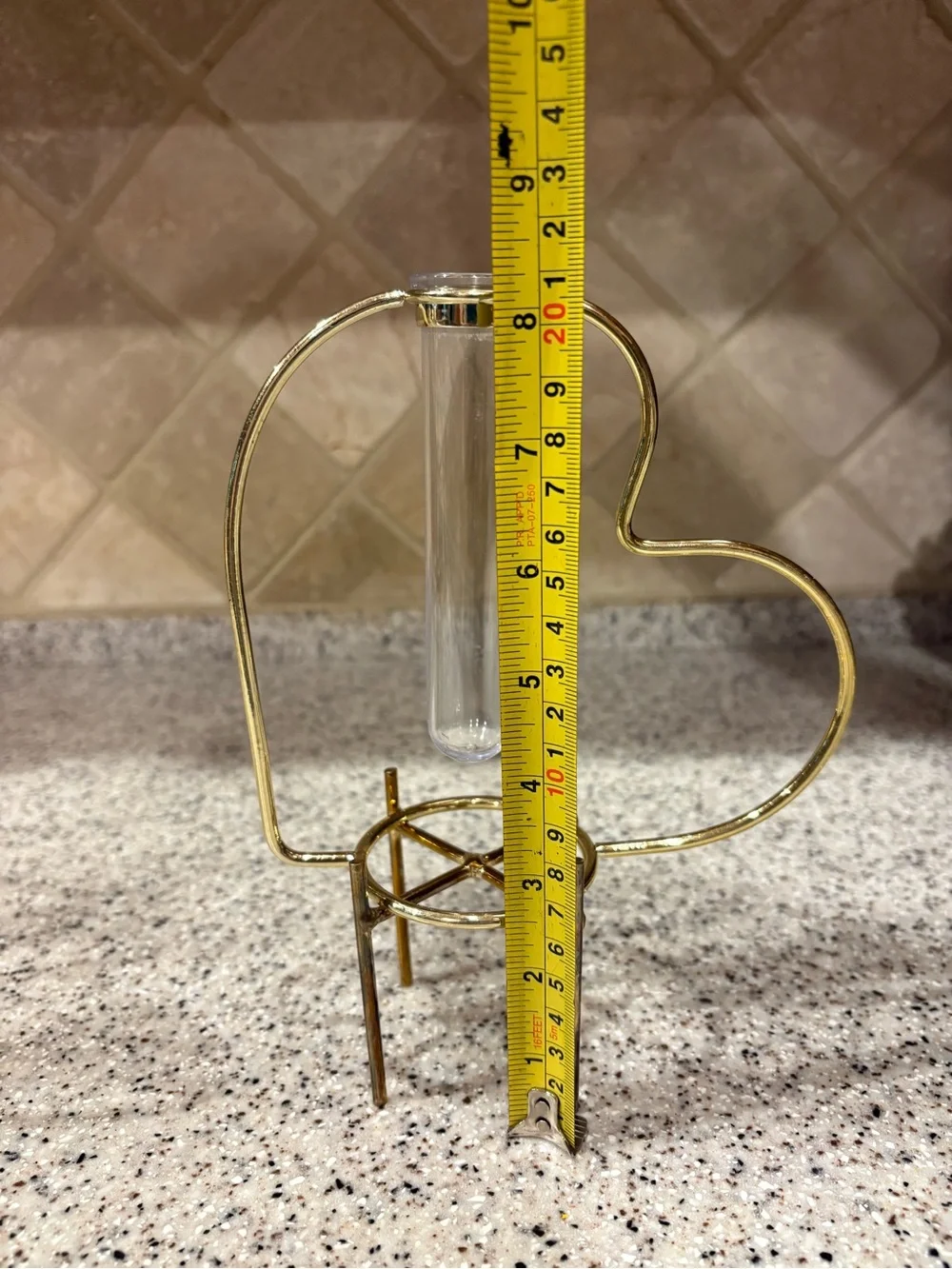 Target Bullseye Gold Tone Heart Shaped Plant Propagation Tube Vase Holder 5 pc